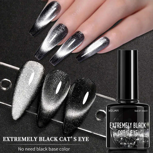 Nail Polish Extreme Black Crystal Cat-Eye 2 stuks