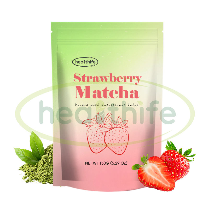 Biologische Aardbei Matcha Latte