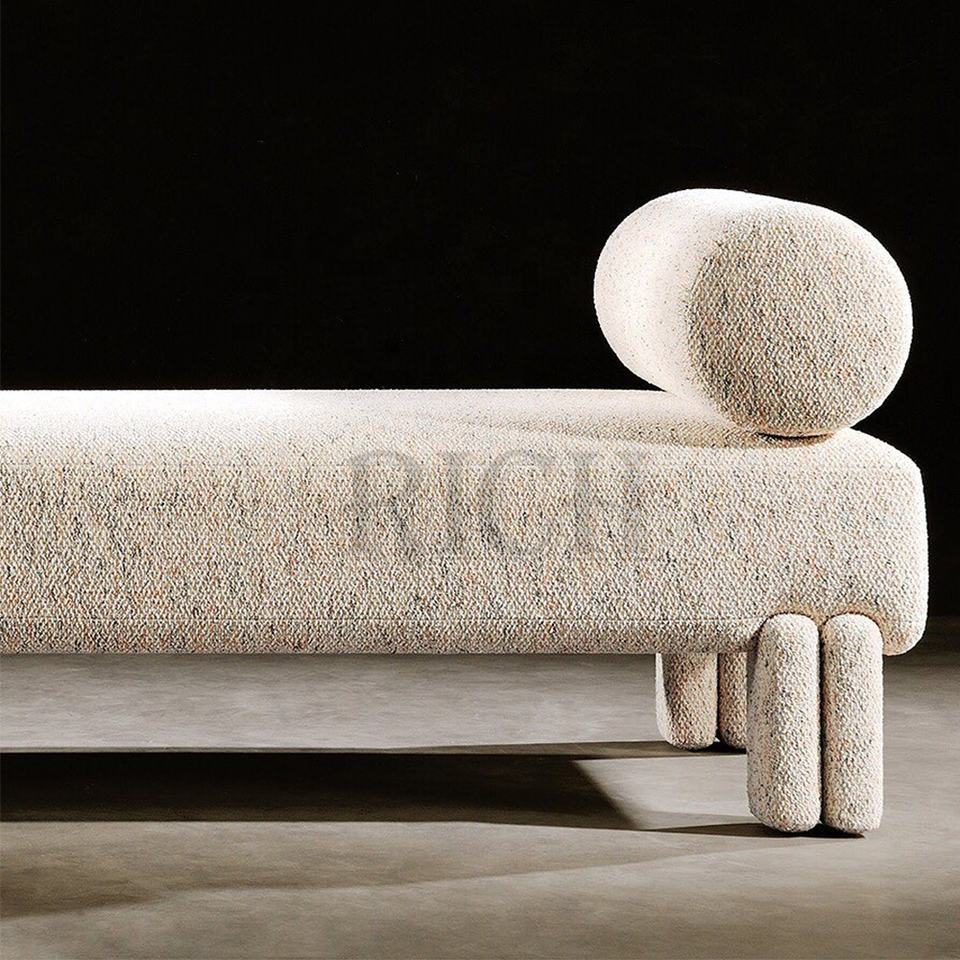 Luxe Nordic Velours Bank met Houten Basis