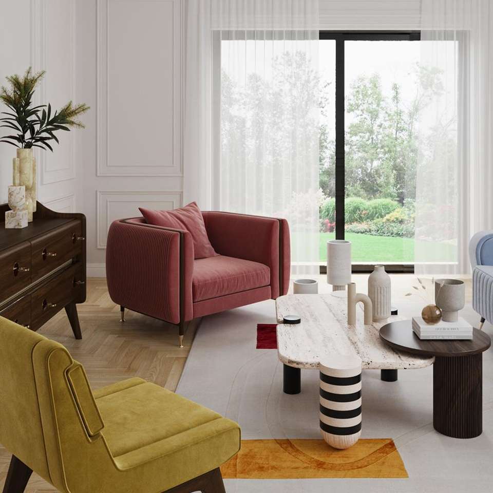 Luxe Fluwelen Chaise Lounge in de kleur Oker