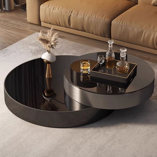 Ronde Glazen Salontafel Met Staal