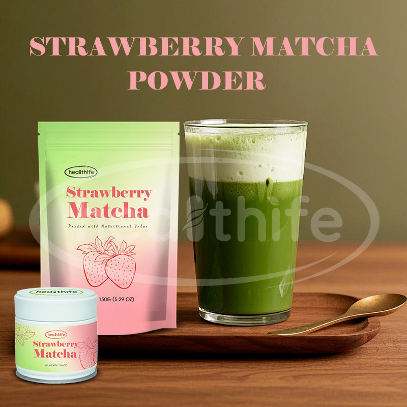 Biologische Aardbei Matcha Latte